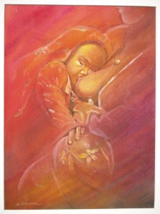 "Glück" (Nomadenmutter mit Kind) Gemälde von Alireza Omumi